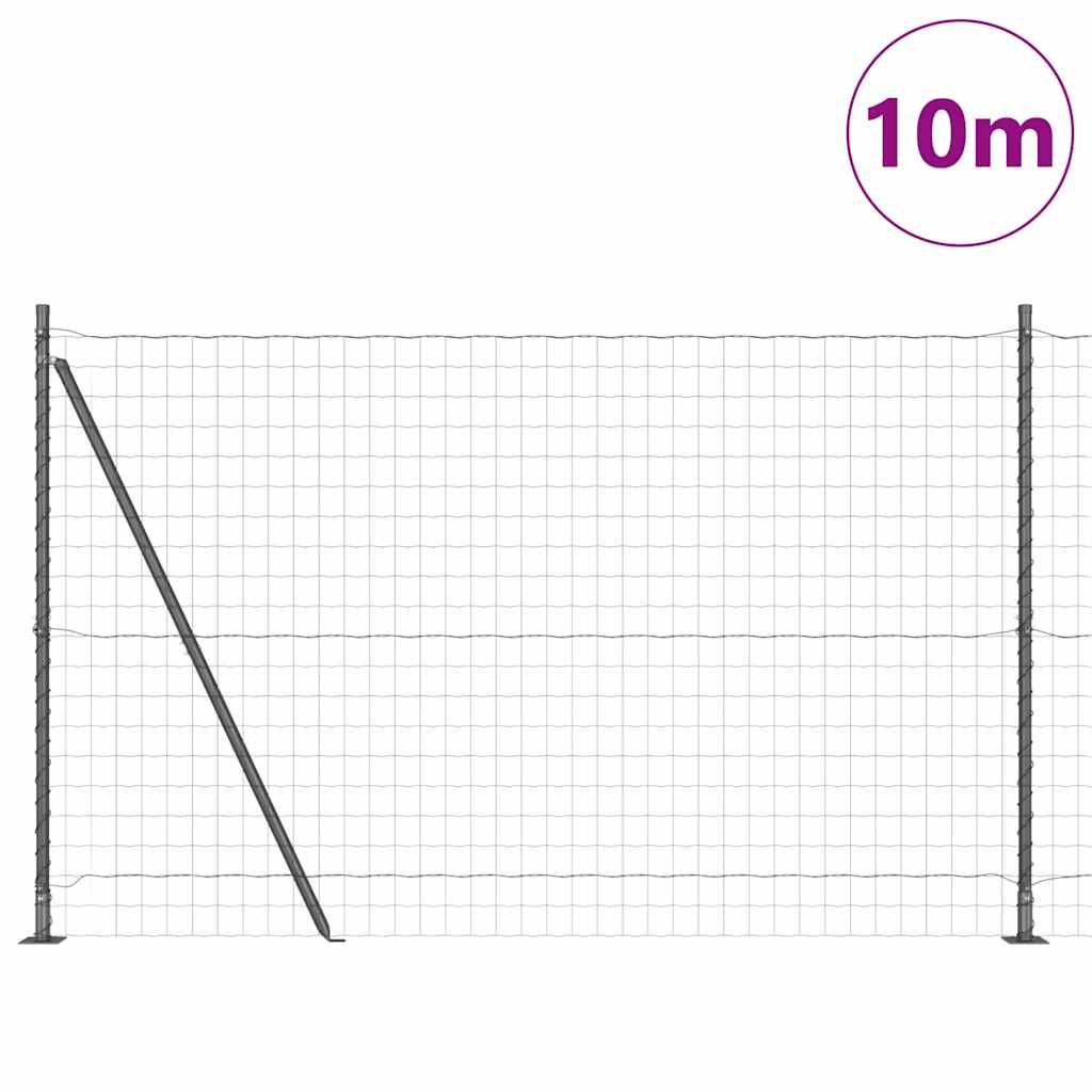 Kerítés oszlopokkal Szürke 1.6 x 10 m Acél