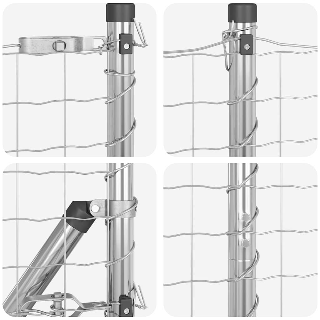 Kerítés oszlopokkal Ezüst 1.2 x 10 m Acél