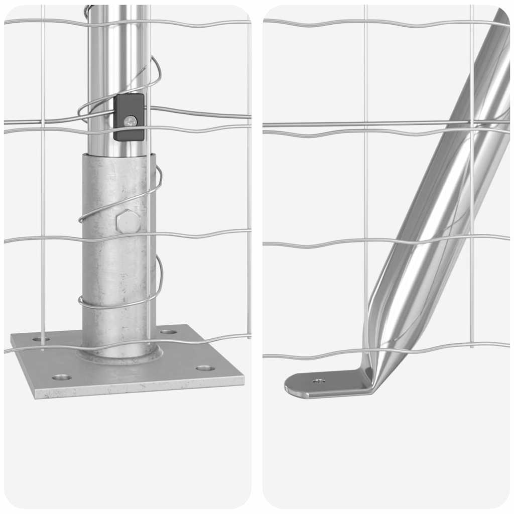 Kerítés oszlopokkal Ezüst 1.2 x 10 m Acél