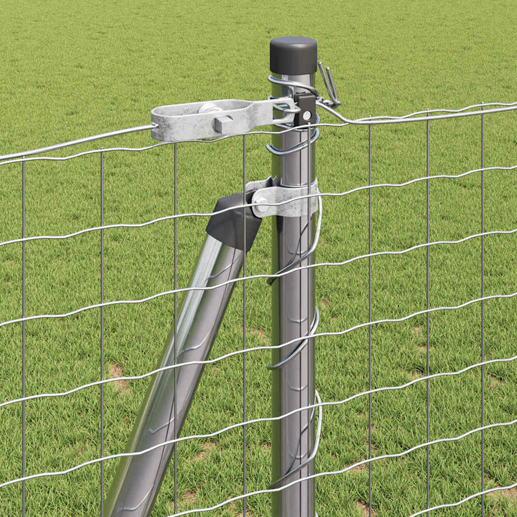 Kerítés oszlopokkal Ezüst 1.2 x 10 m Acél