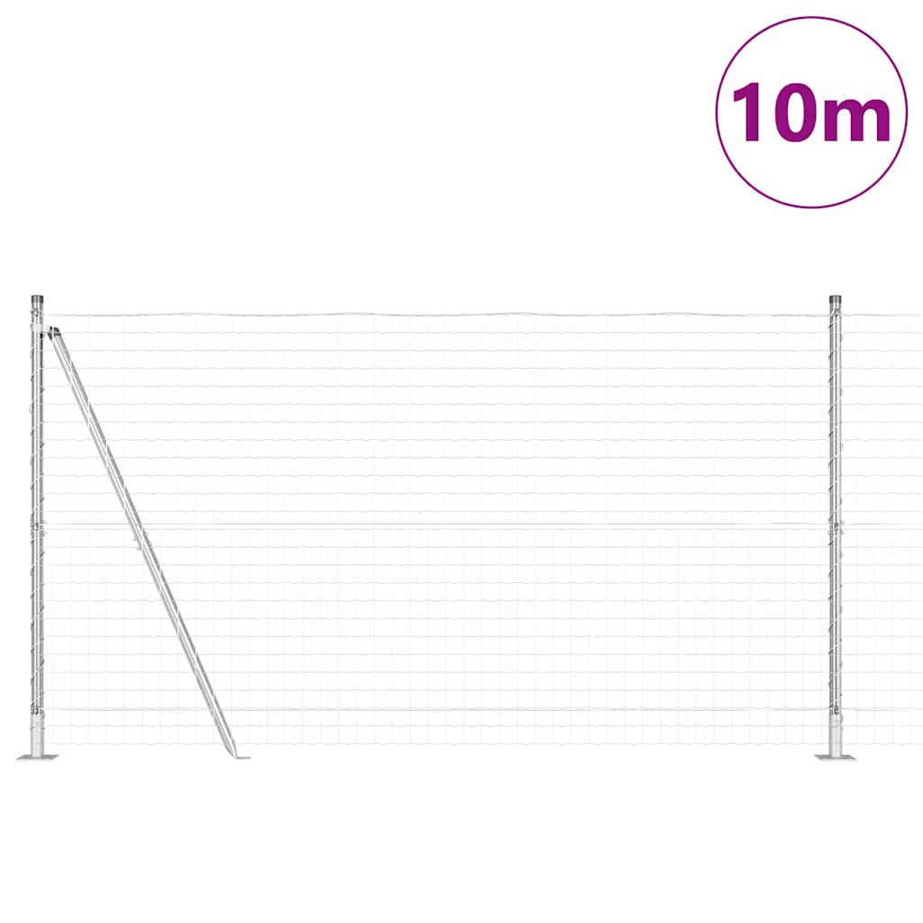 Kerítés oszlopokkal Ezüst 1.2 x 10 m Acél
