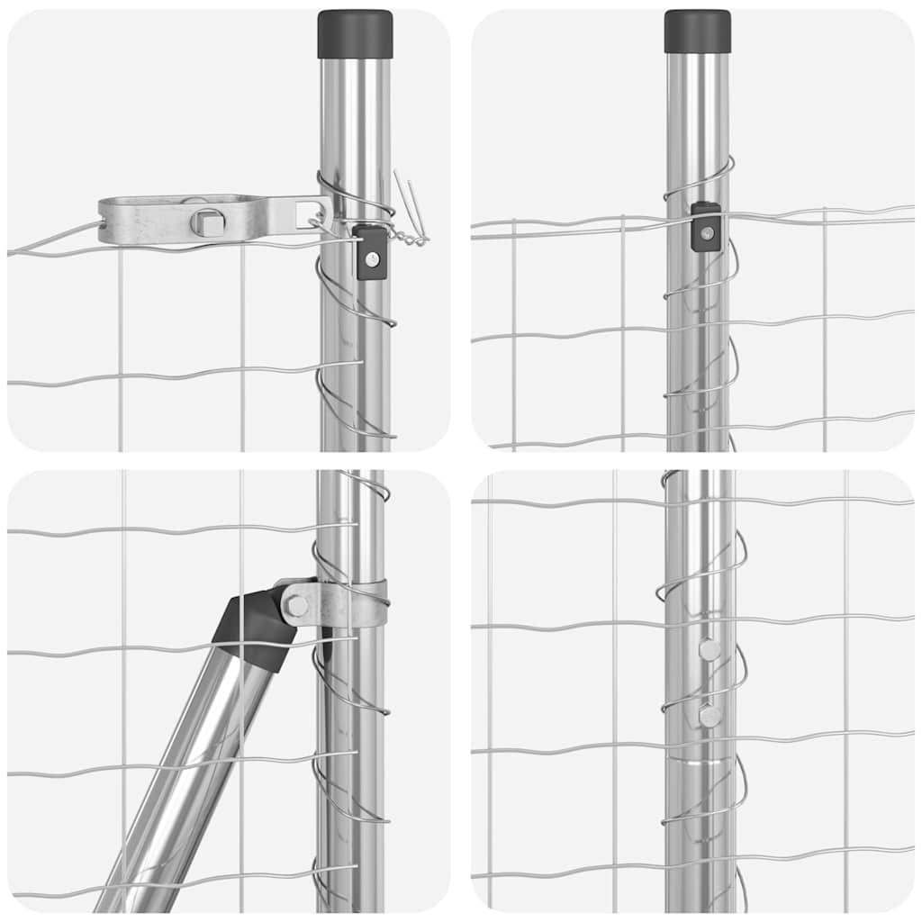 Kerítés oszlopokkal Ezüst 1.4 x 10 m Acél