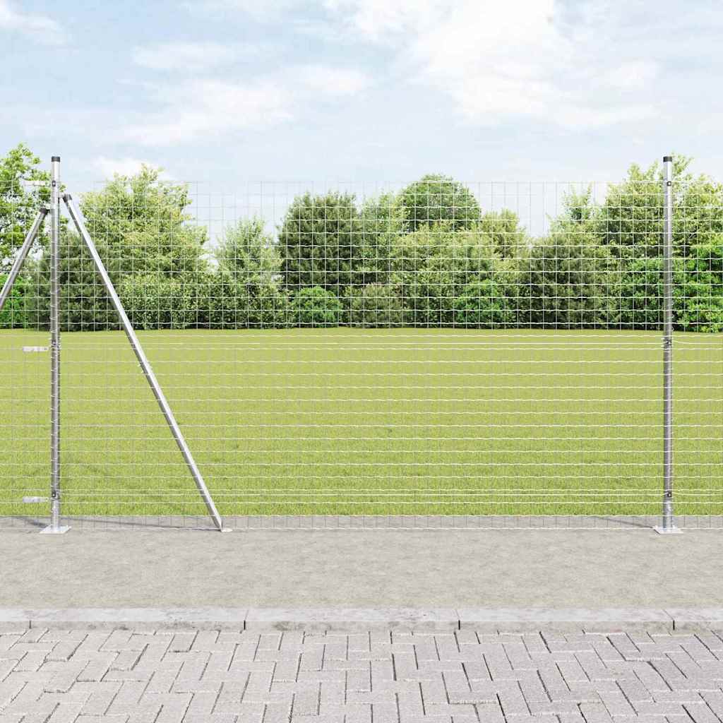 Kerítés oszlopokkal Ezüst 1.4 x 10 m Acél