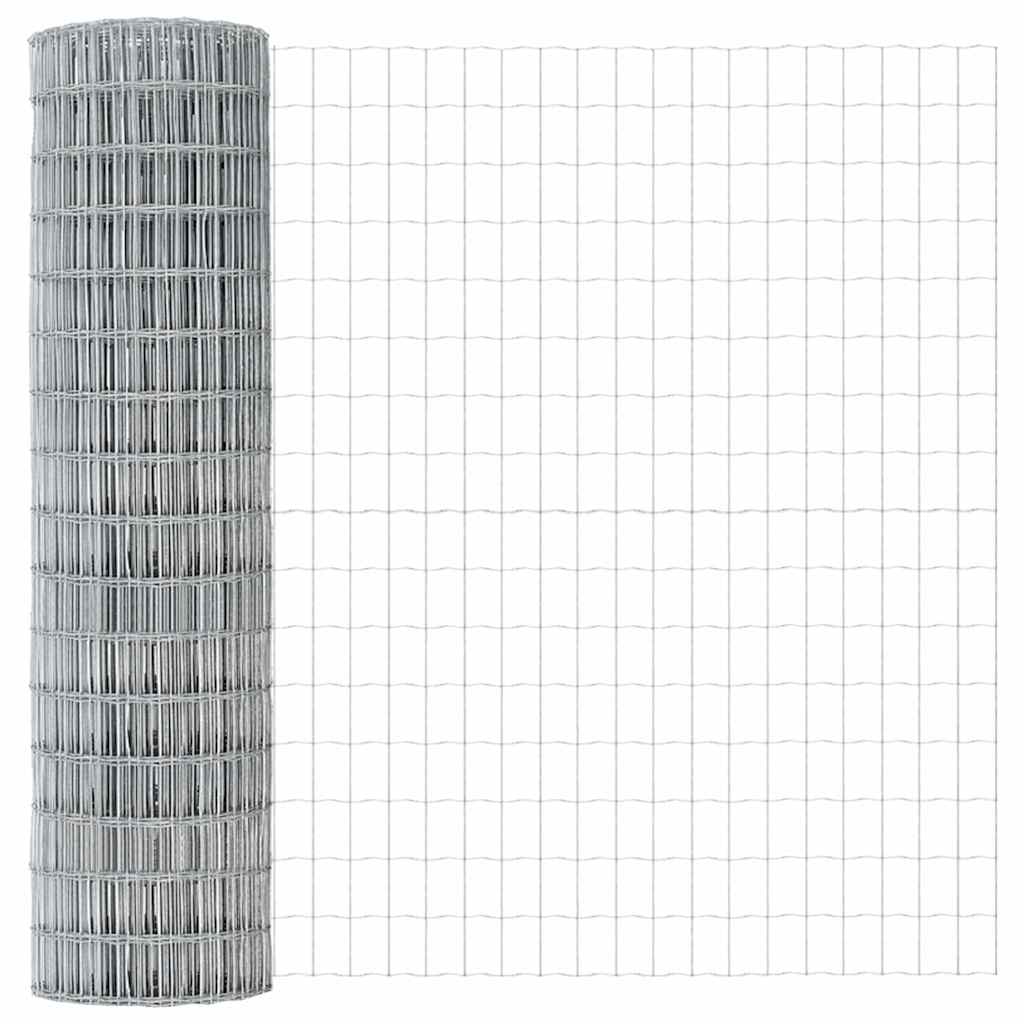 Kerítés oszlopokkal Ezüst 1.2 x 10 m Acél