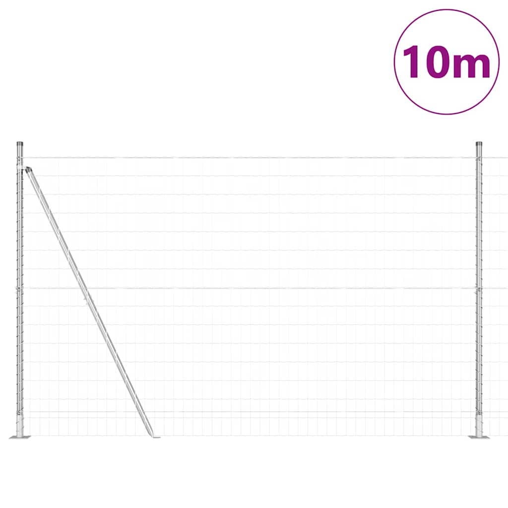 Kerítés oszlopokkal Ezüst 1.5 x 10 m Acél