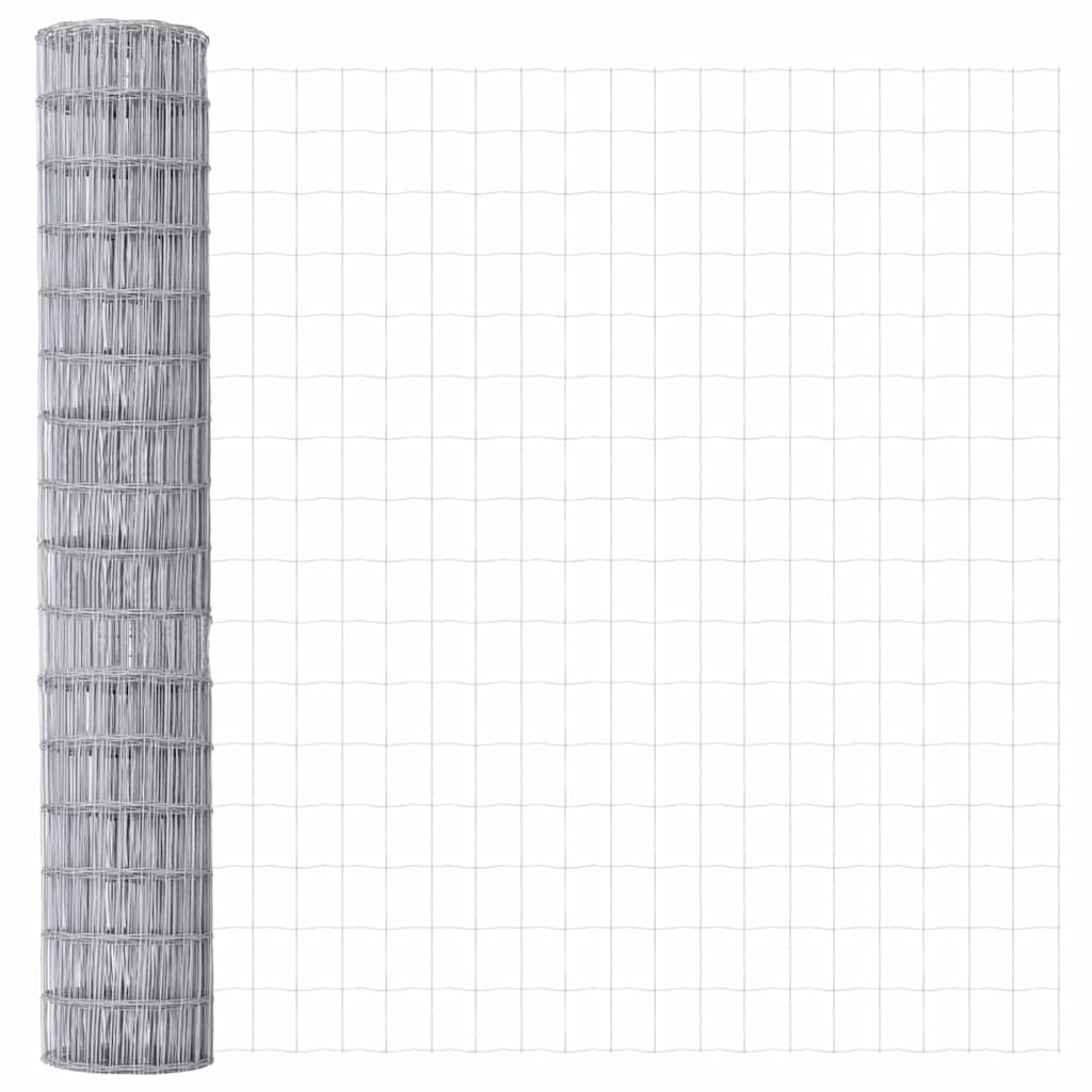 Kerítés oszlopokkal Ezüst 1.4 x 10 m Acél