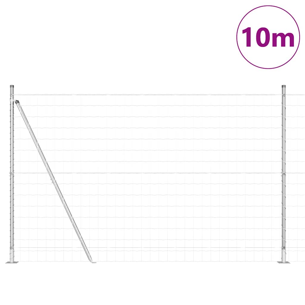 Kerítés oszlopokkal Ezüst 1.4 x 10 m Acél