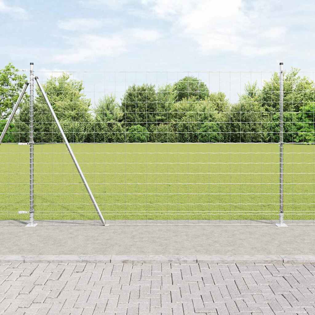 Kerítés oszlopokkal Ezüst 1.5 x 10 m Acél