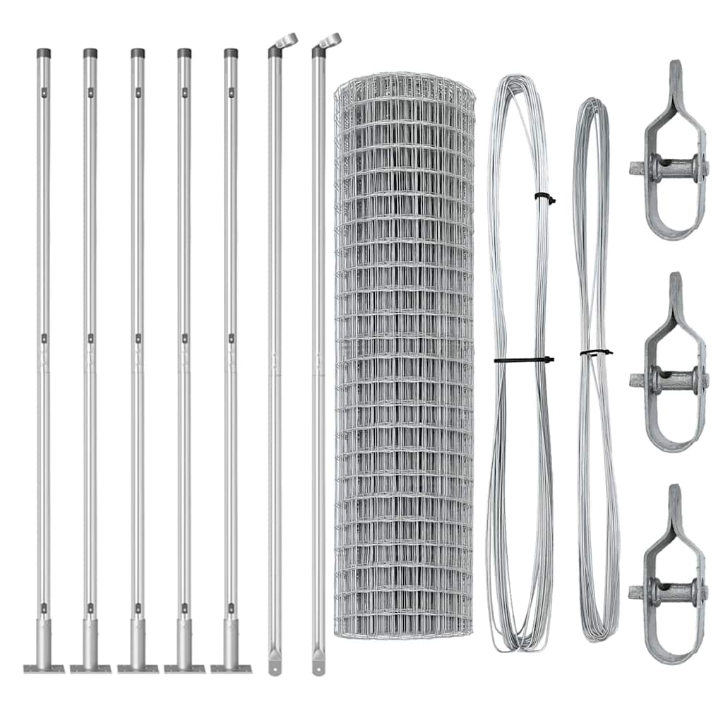 Kerítés oszlopokkal Ezüst 0.8 x 25 m Acél
