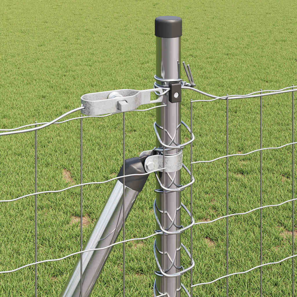 Kerítés oszlopokkal Ezüst 1 x 25 m Acél