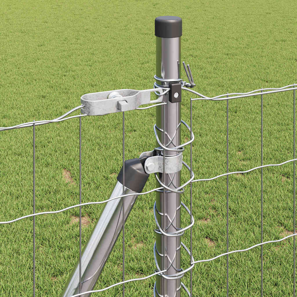Kerítés oszlopokkal Ezüst 0.8 x 25 m Acél