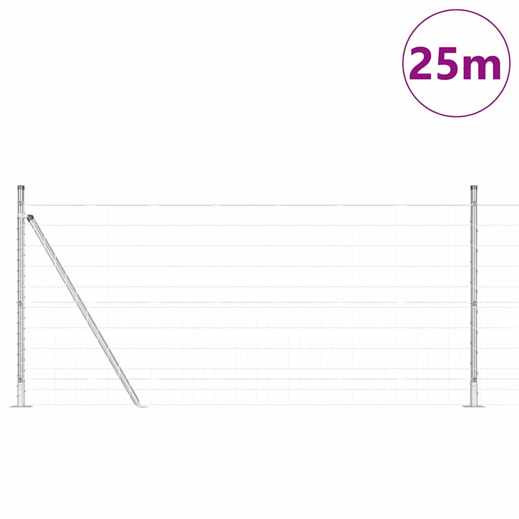 Kerítés oszlopokkal Ezüst 0.8 x 25 m Acél