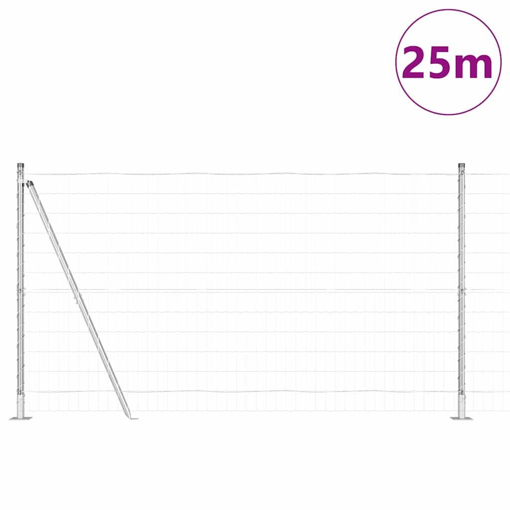 Kerítés oszlopokkal Ezüst 1.2 x 25 m Acél