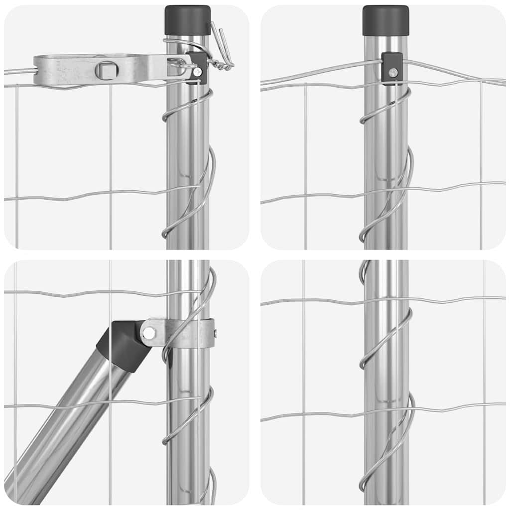 Kerítés oszlopokkal Ezüst 0.8 x 25 m Acél