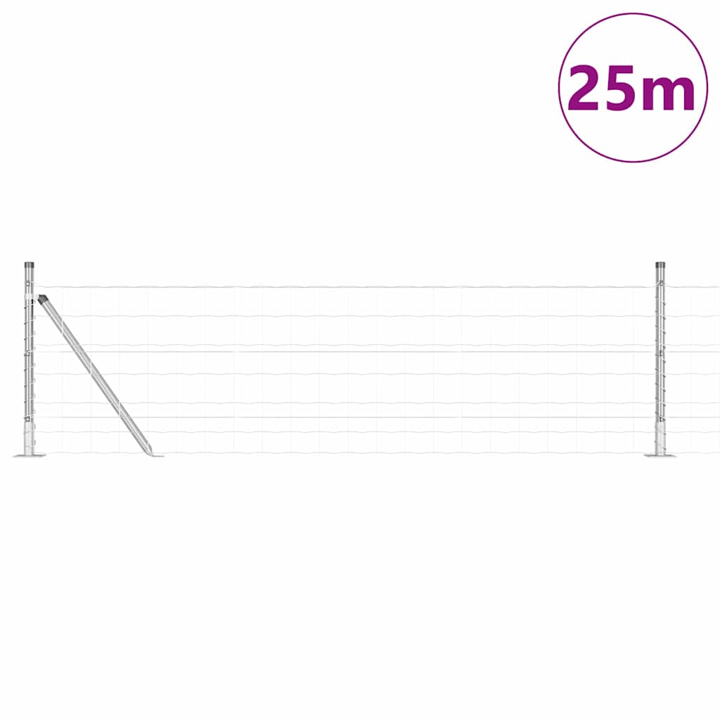 Kerítés oszlopokkal Ezüst 0,4 x 25 m Acél