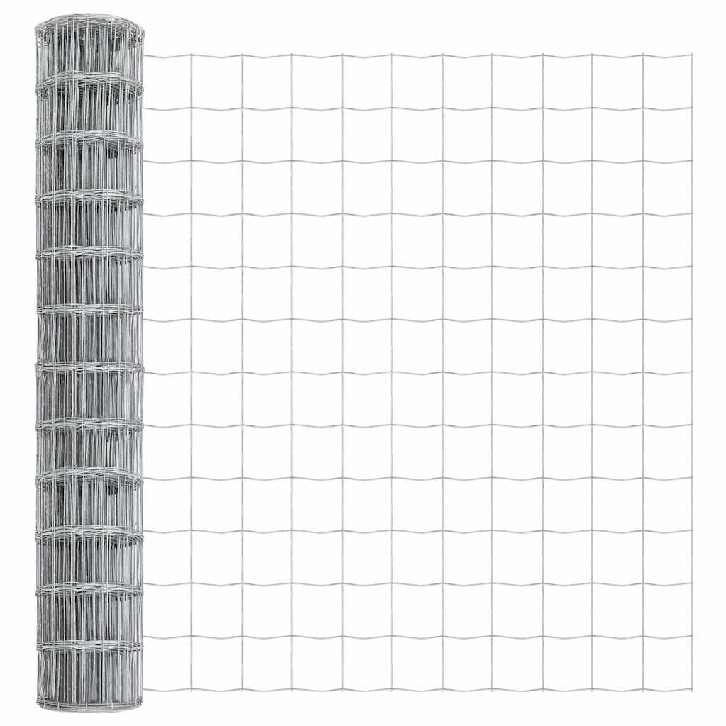 Kerítés oszlopokkal Ezüst 0.8 x 25 m Acél