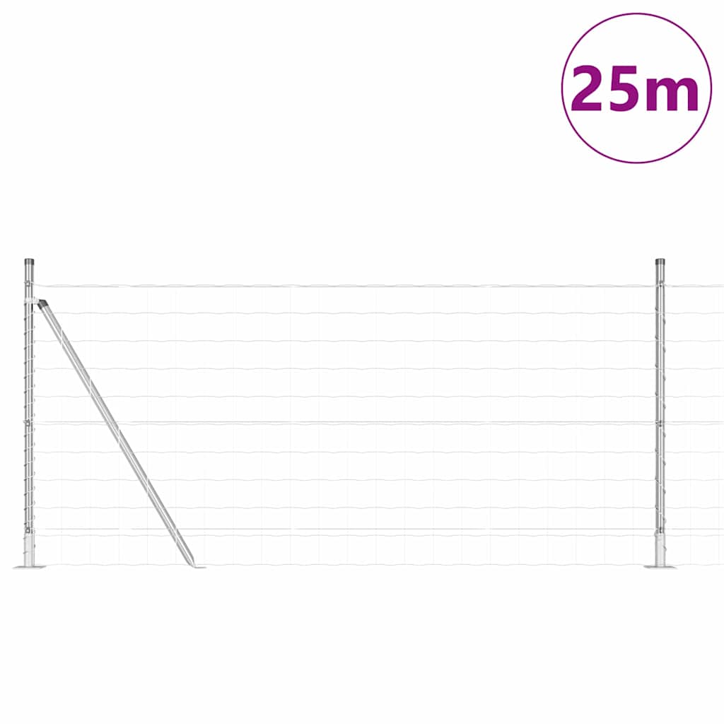 Kerítés oszlopokkal Ezüst 0.8 x 25 m Acél