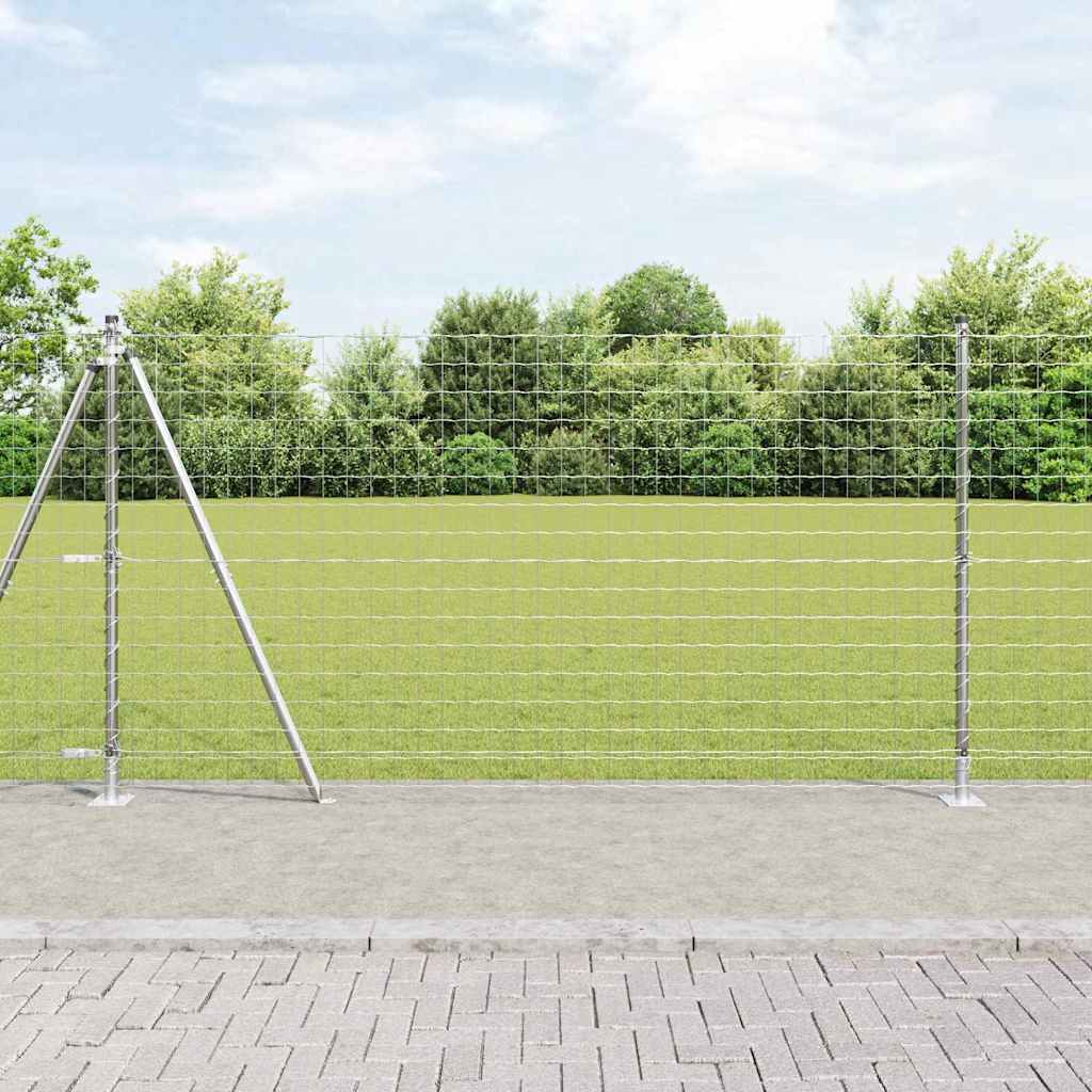 Kerítés oszlopokkal Ezüst 1.2 x 10 m Acél