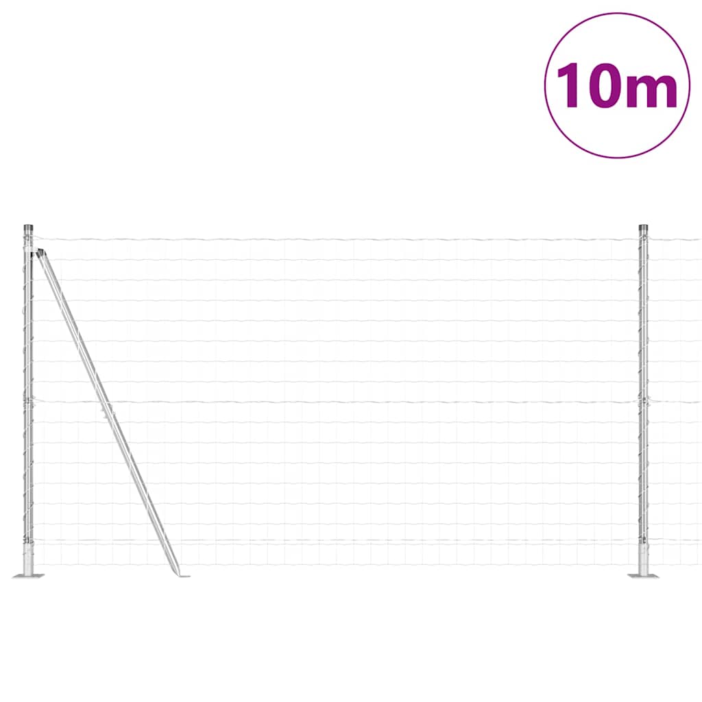 Kerítés oszlopokkal Ezüst 1.2 x 10 m Acél