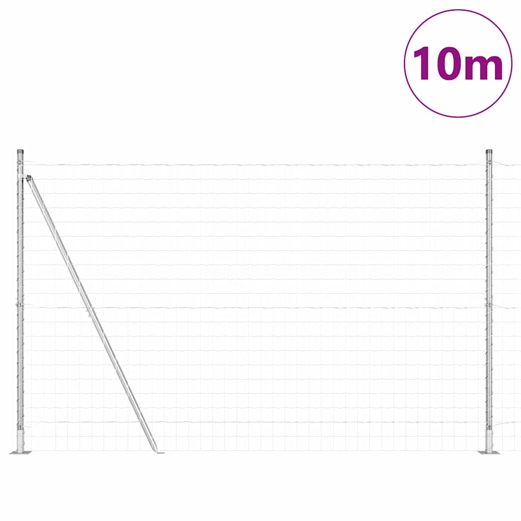 Kerítés oszlopokkal Ezüst 1.6 x 10 m Acél