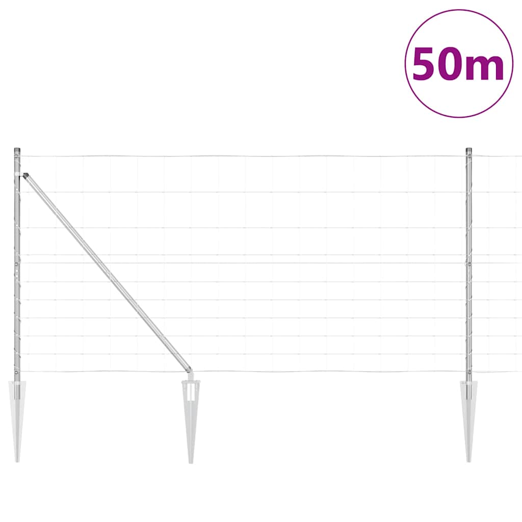 Legelőkerítés Ezüst 50 x 1.2 m Horganyzott acél