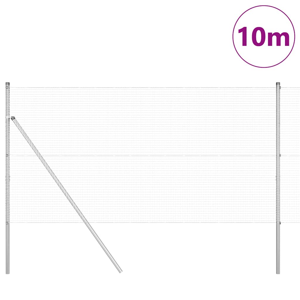 Kerítés oszlopokkal Ezüst 1 x 10 m Acél