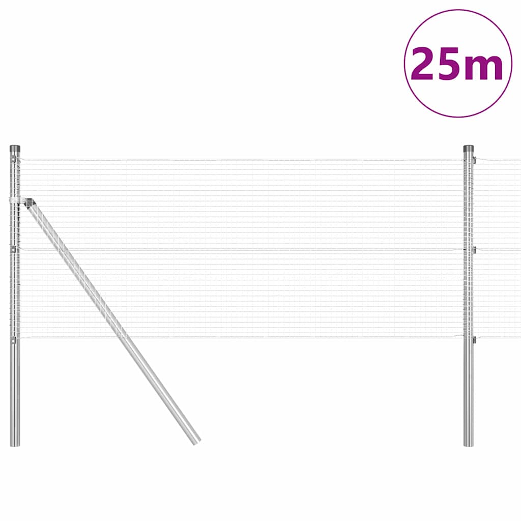 Kerítés oszlopokkal Ezüst 0.8 x 25 m Acél