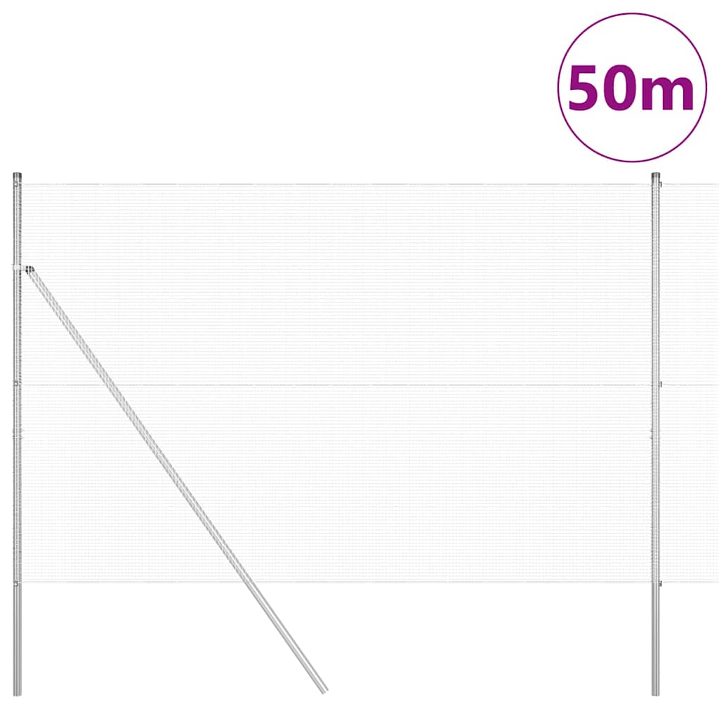 Kerítés oszlopokkal Ezüst 1.5 x 50 m Acél