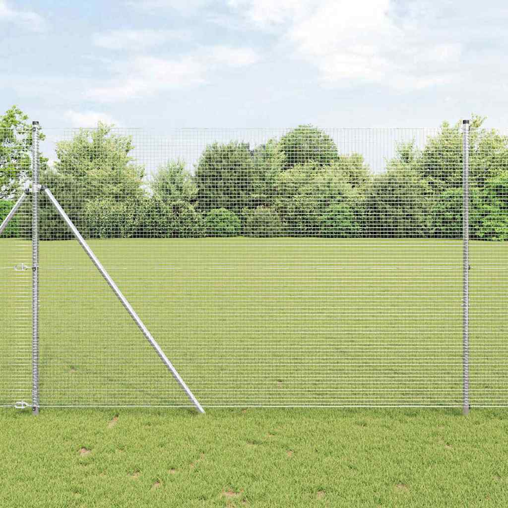 Kerítés oszlopokkal Ezüst 1.5 x 50 m Acél