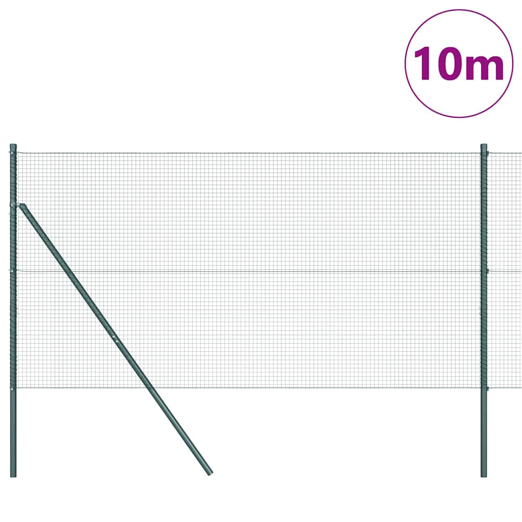Kerítés oszlopokkal Zöld 1.2 x 10 m Acél