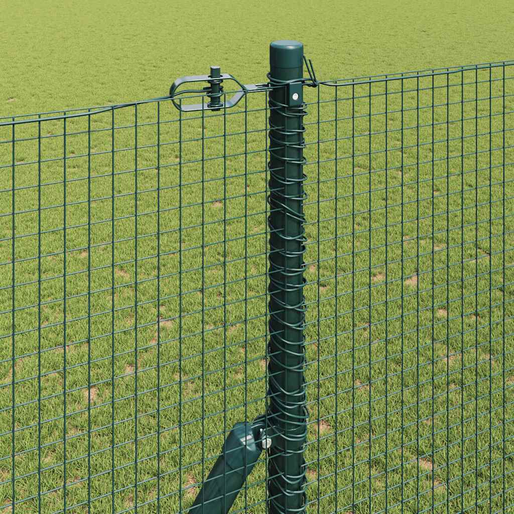 Kerítés oszlopokkal Zöld 1.5 x 25 m Acél