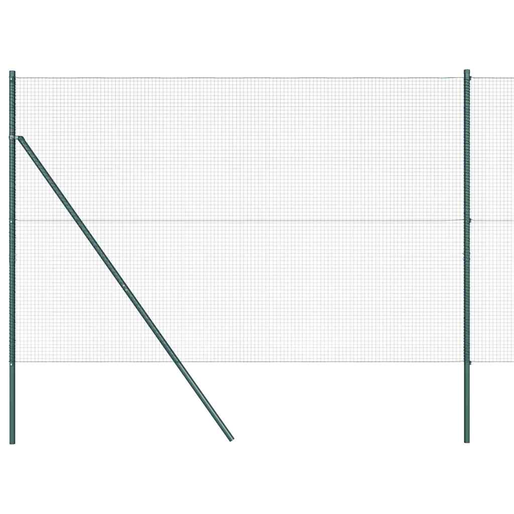 Kerítés oszlopokkal Zöld 1.5 x 25 m Acél