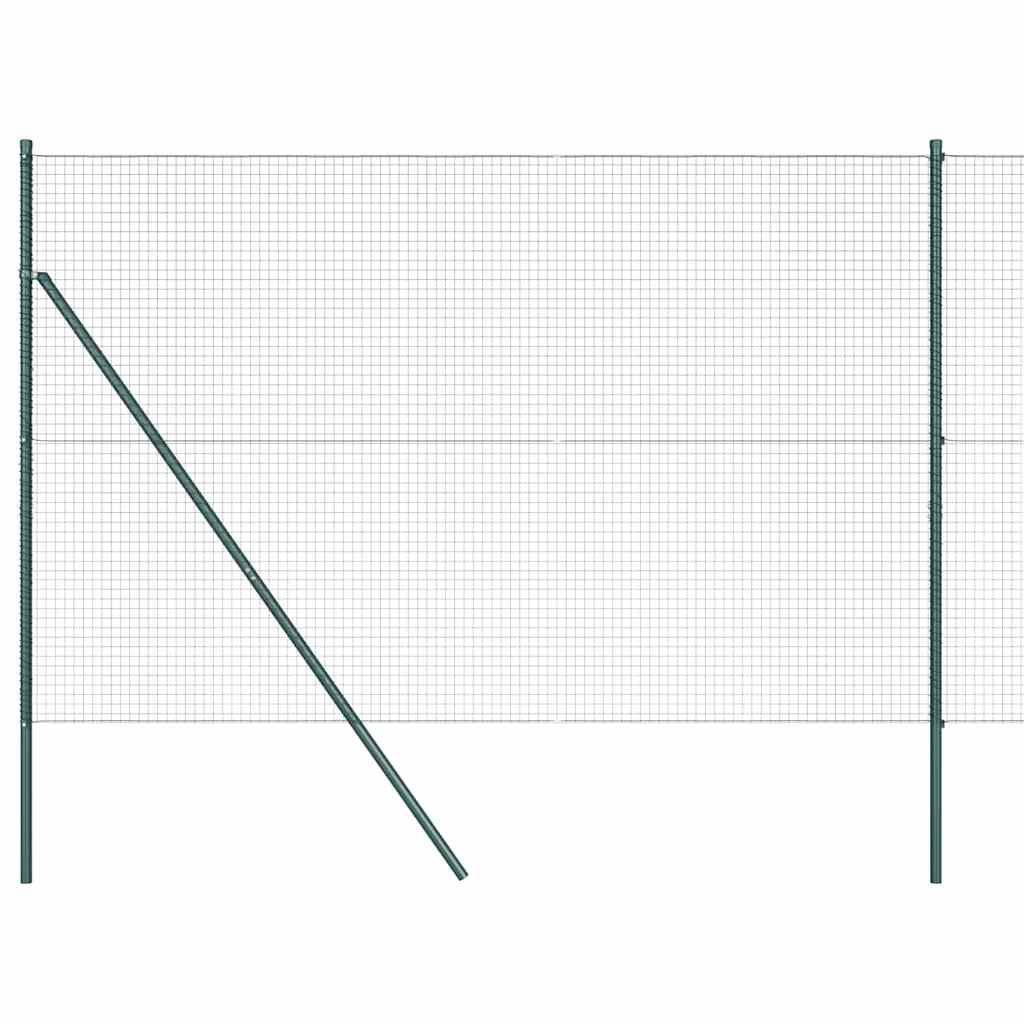Kerítés oszlopokkal Zöld 1.5 x 25 m Acél
