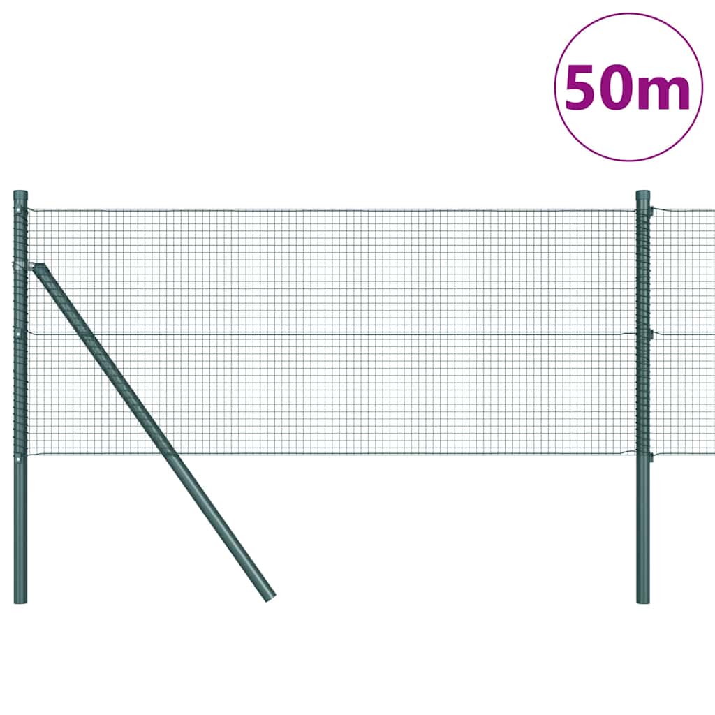 Kerítés oszlopokkal Zöld 0.8 x 50 m Acél