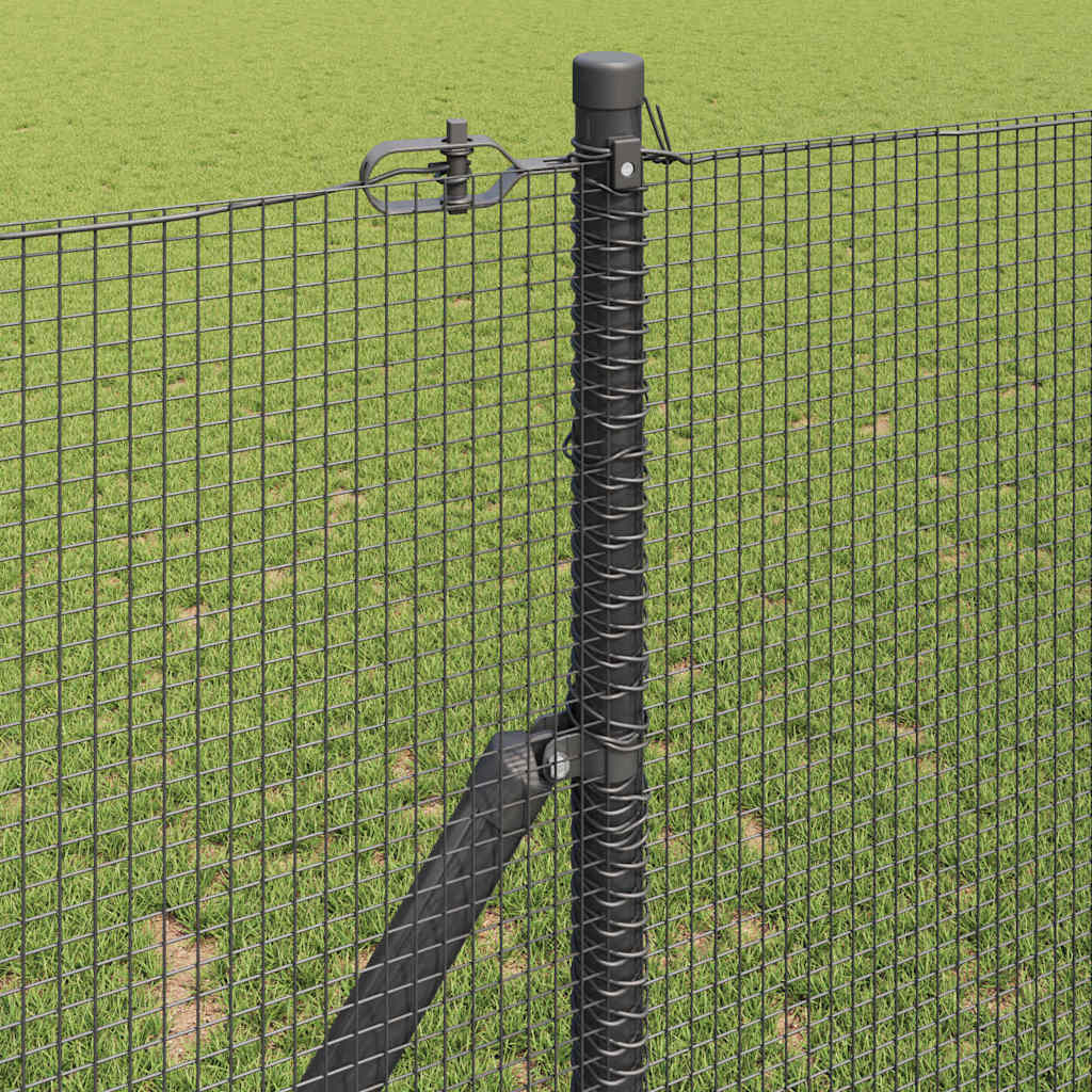 Kerítés oszlopokkal Szürke 1 x 10 m Acél