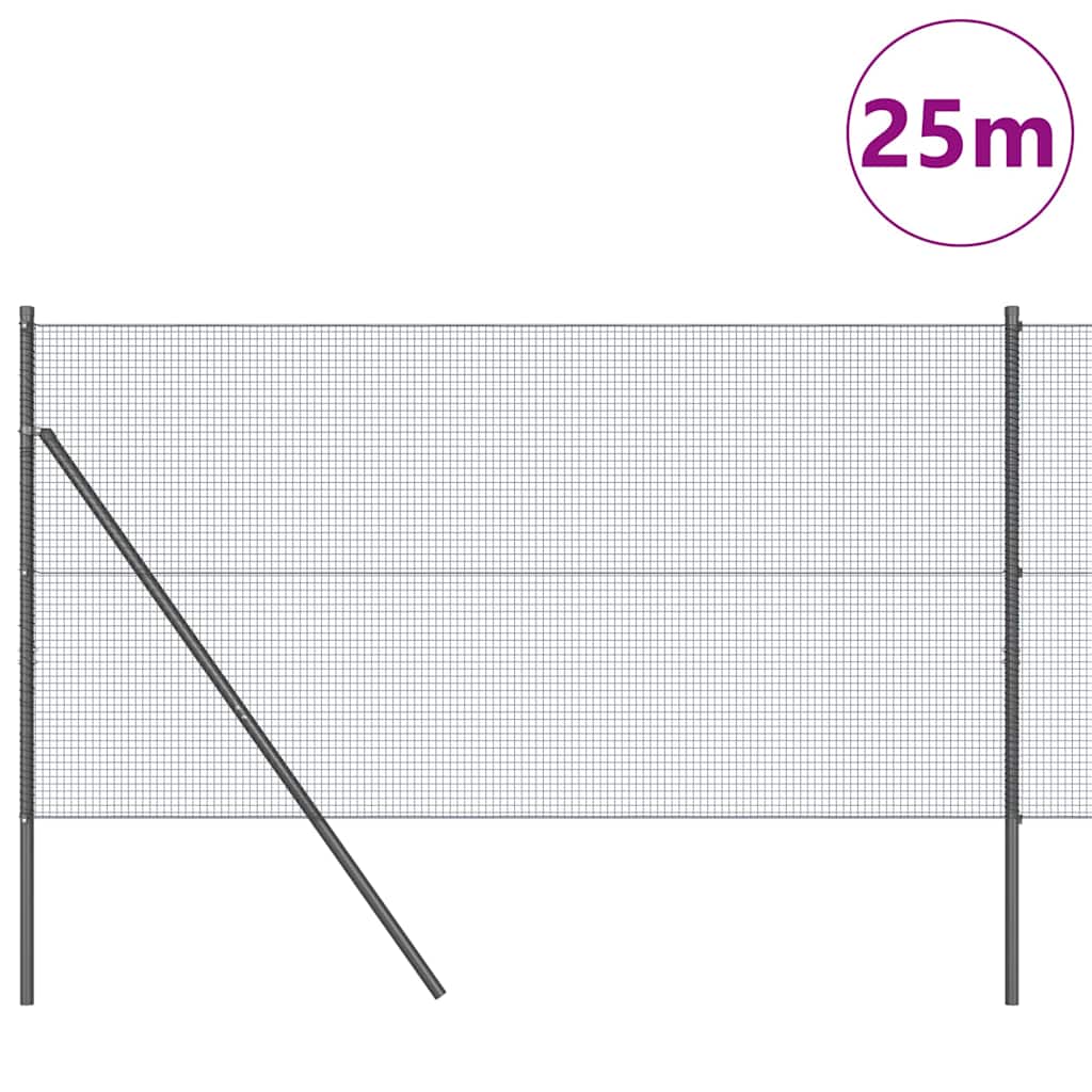 Kerítés oszlopokkal Szürke 1 x 25 m Acél