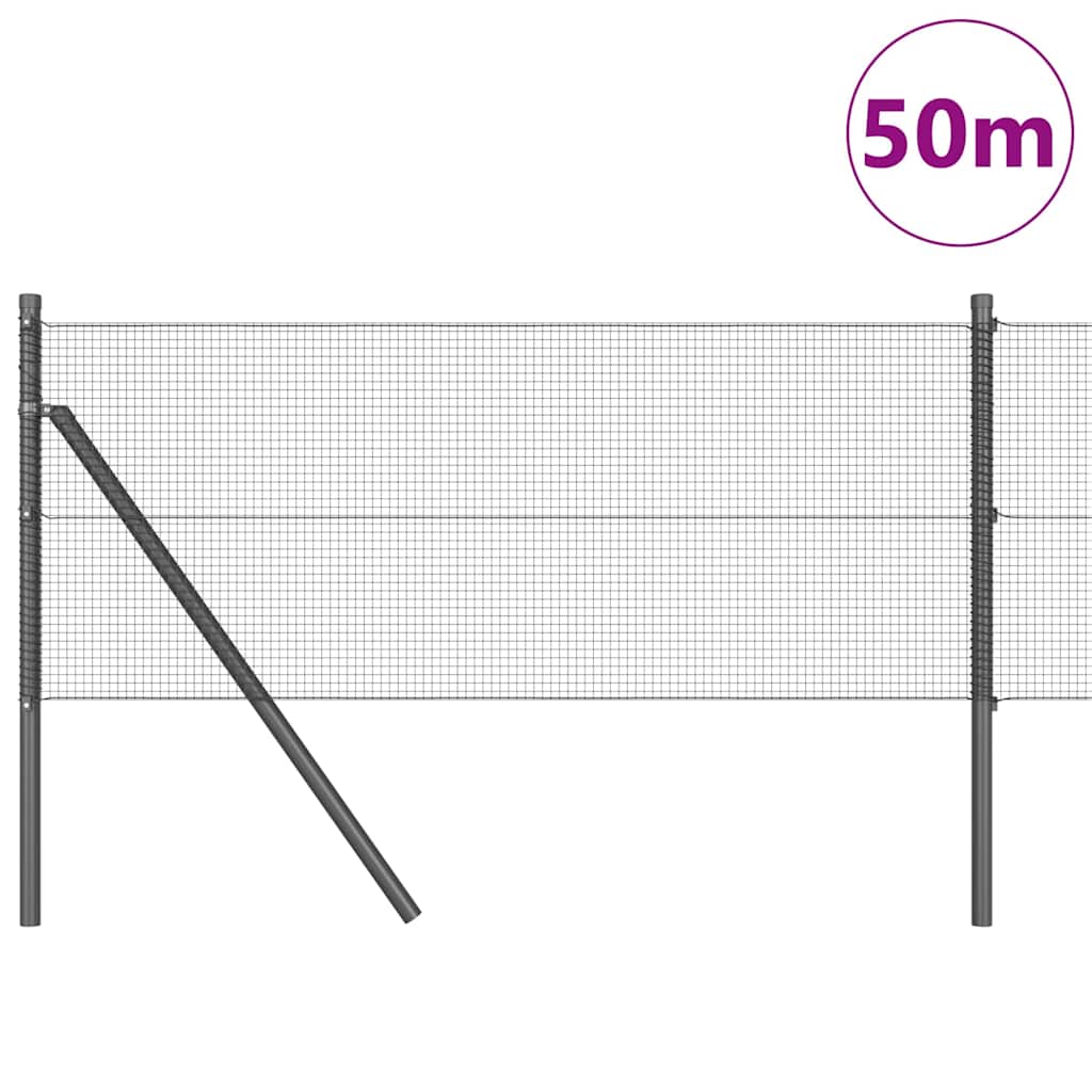 Kerítés oszlopokkal Szürke 0.8 x 50 m Acél