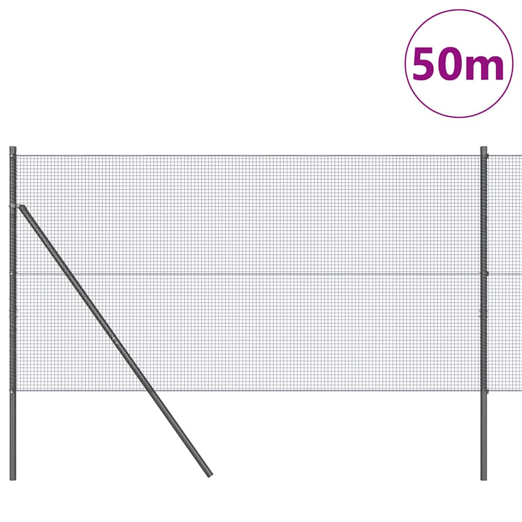 Kerítés oszlopokkal Szürke 1 x 50 m Acél