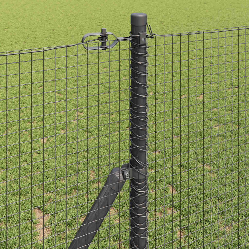 Kerítés oszlopokkal Szürke 1 x 50 m Acél