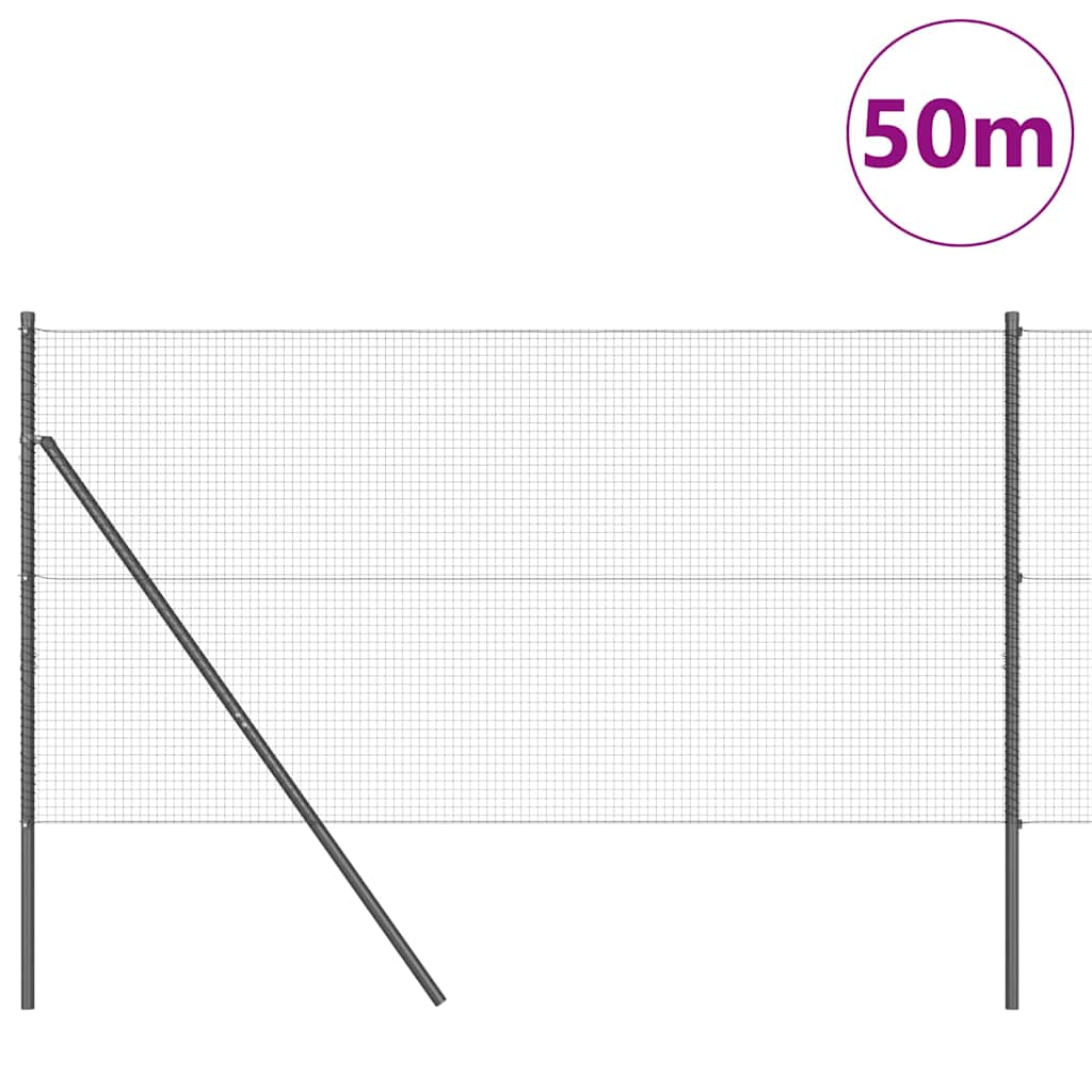Kerítés oszlopokkal Szürke 1 x 50 m Acél