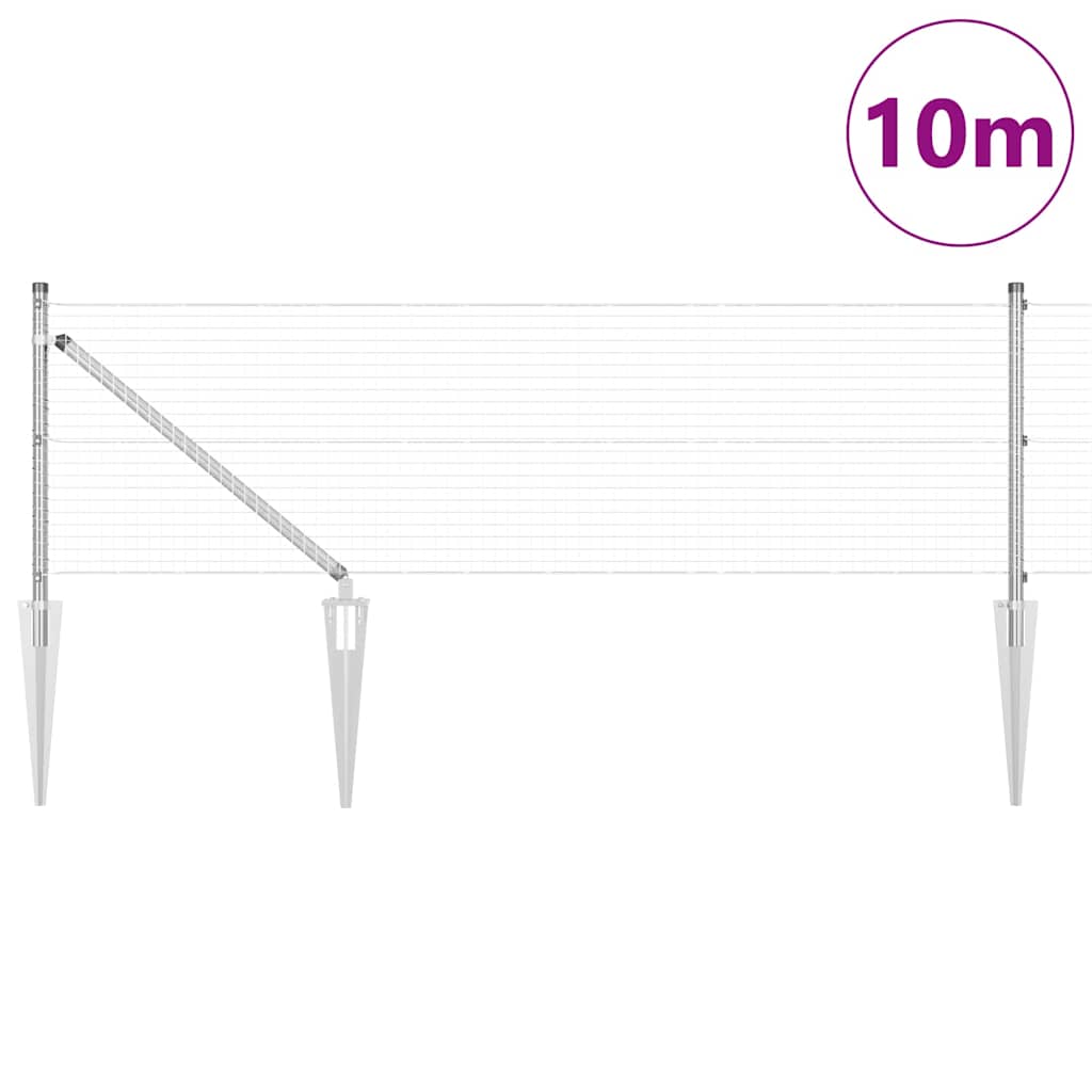Kerítés oszlopokkal Ezüst 0.5 x 10 m Acél