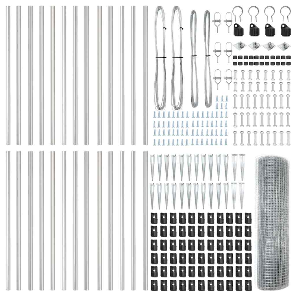 Kerítés oszlopokkal Ezüst 0.8 x 50 m Acél