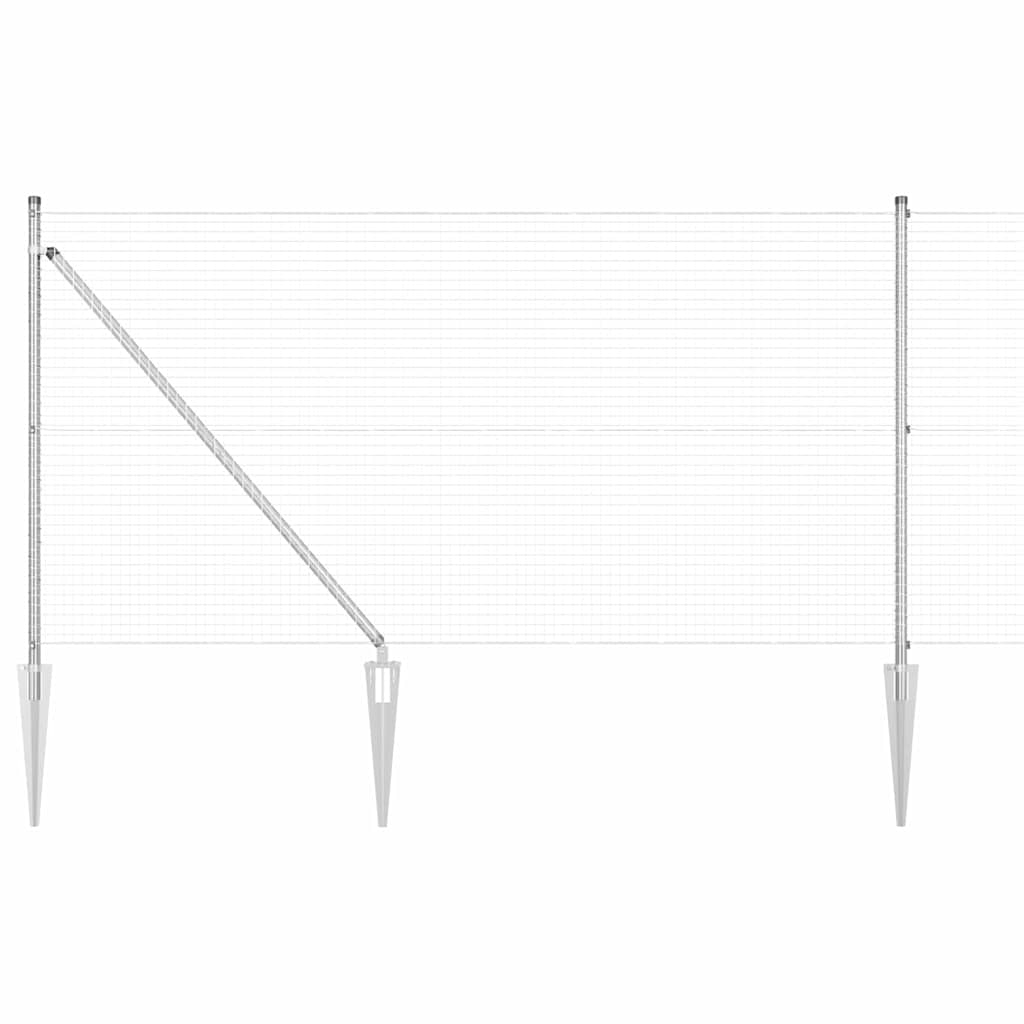 Kerítés oszlopokkal Ezüst 1 x 50 m Acél