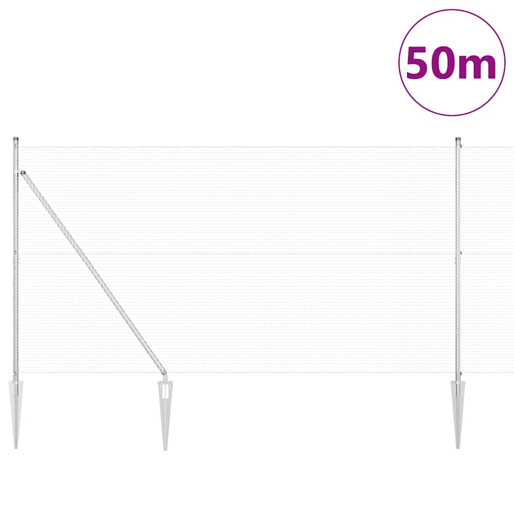 Kerítés oszlopokkal Ezüst 1.5 x 50 m Acél