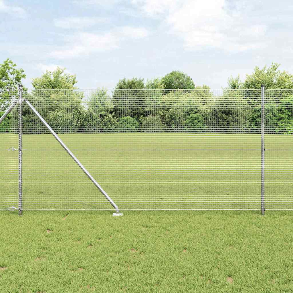 Kerítés oszlopokkal Ezüst 1 x 100 m Acél
