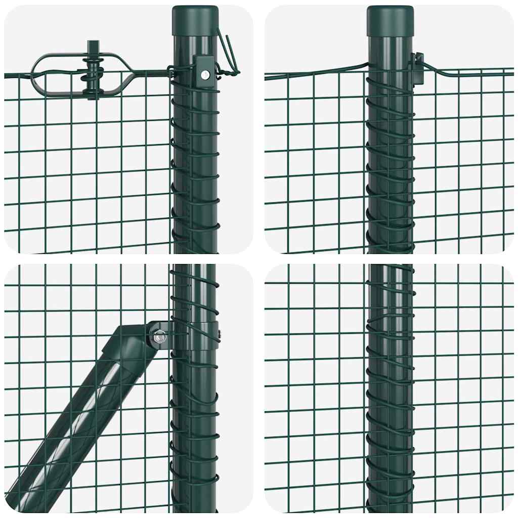 Kerítés oszlopokkal Zöld 0.5 x 10 m Acél