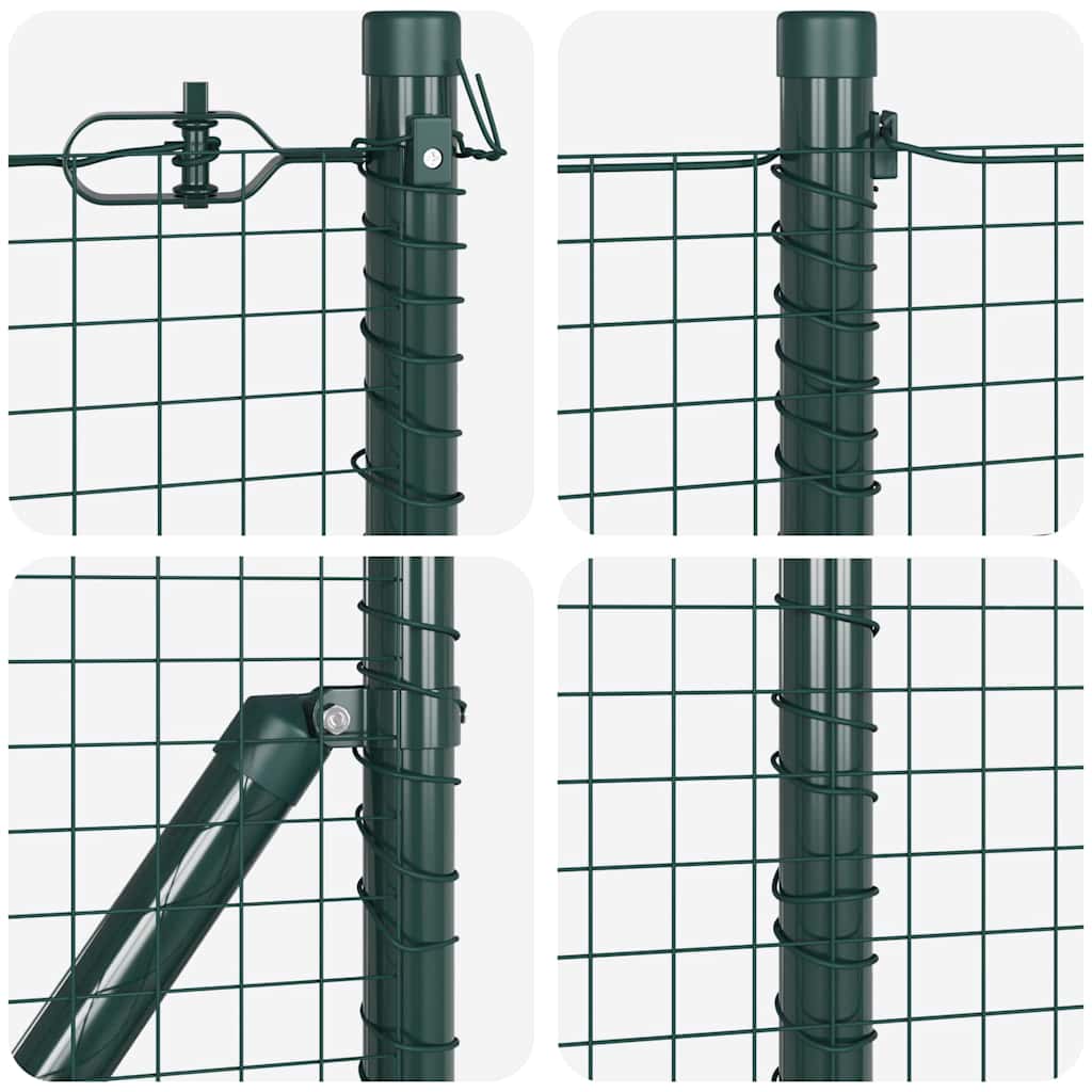 Kerítés oszlopokkal Zöld 0.5 x 10 m Acél
