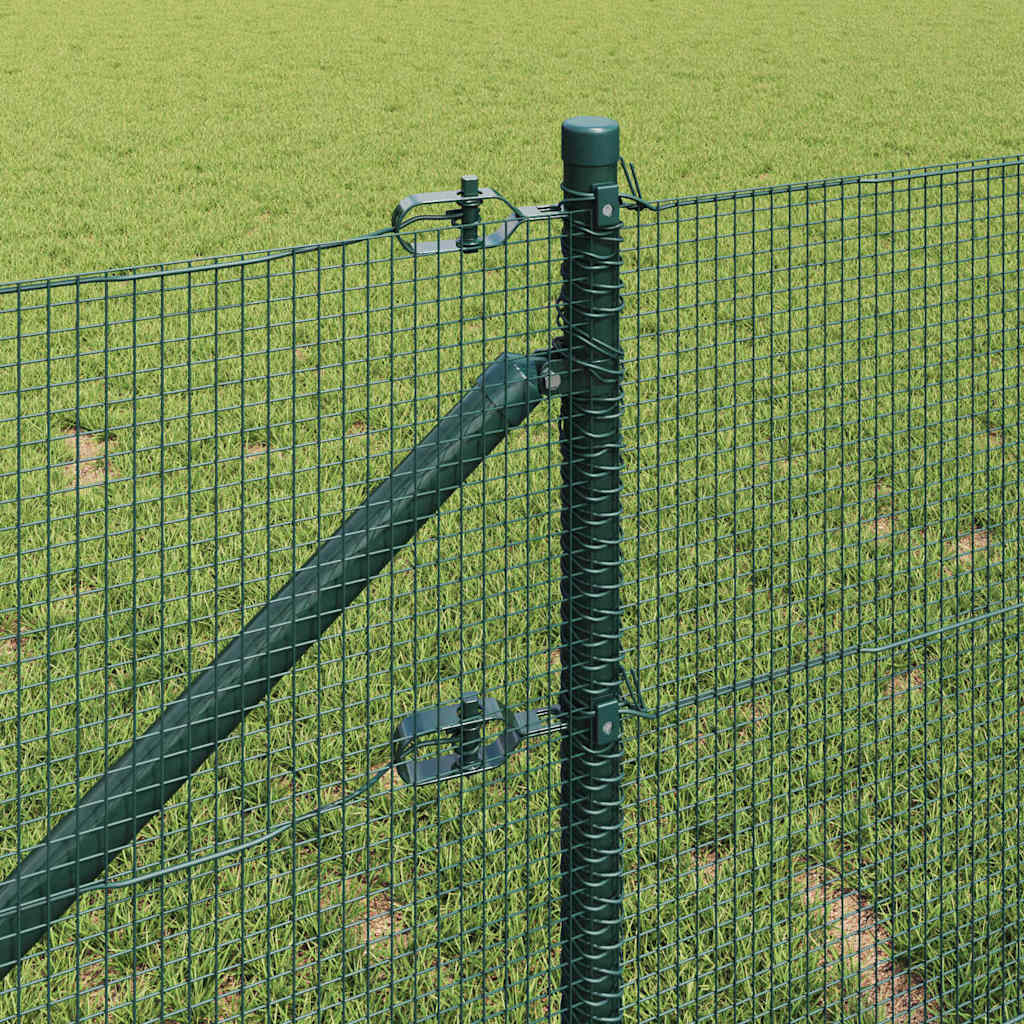 Kerítés oszlopokkal Zöld 0.8 x 10 m Acél