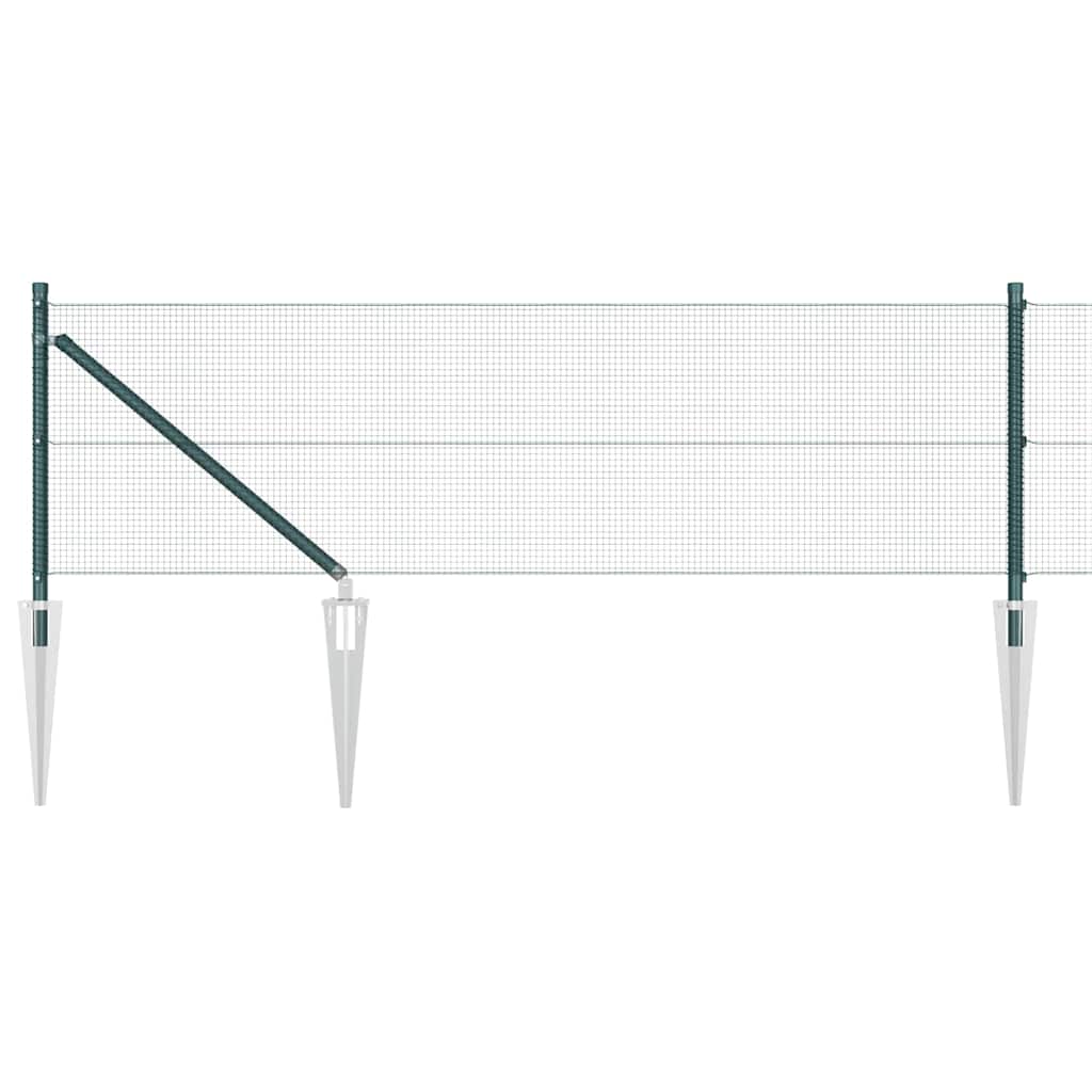 Kerítés oszlopokkal Zöld 0.8 x 10 m Acél
