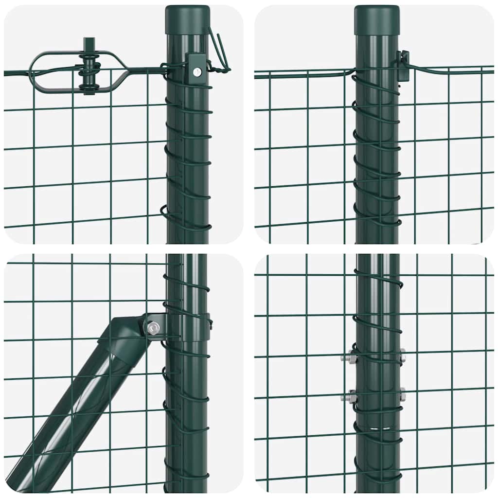 Kerítés oszlopokkal Zöld 1.2 x 10 m Acél